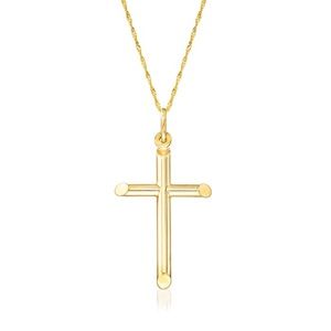 talian 14kt Yellow Gold Cross Pendant Necklace